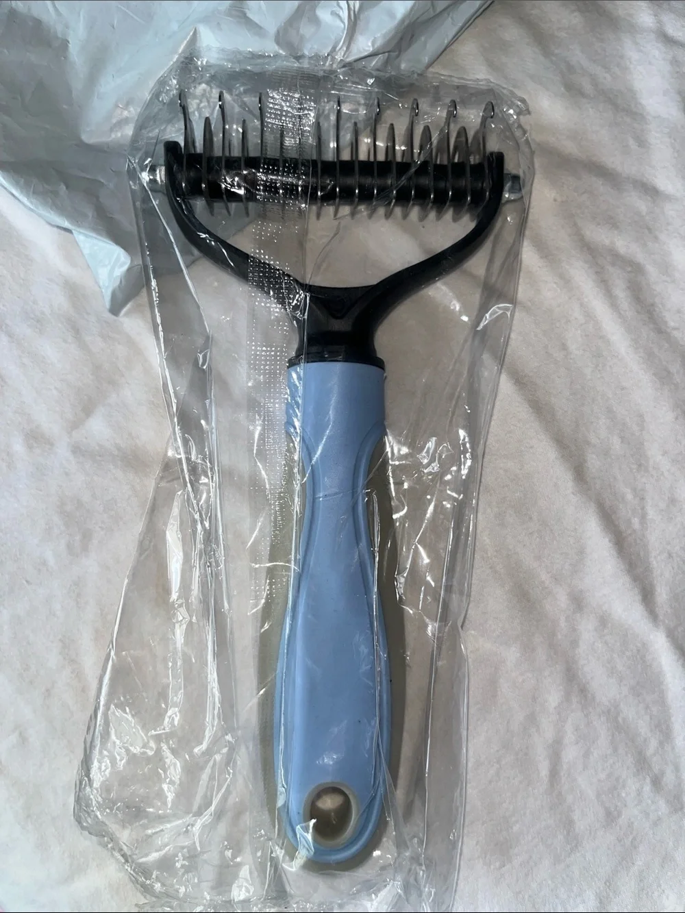Pet Detangling Comb — Large and Small With Light Blue Handles
